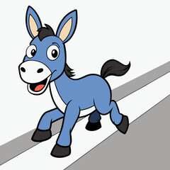 Running Donkey Cartoon Art vector illustration
