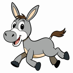 Running Donkey Cartoon Art vector illustration