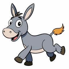 Running Donkey Cartoon Art vector illustration