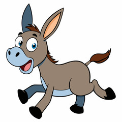 Running Donkey Cartoon Art vector illustration