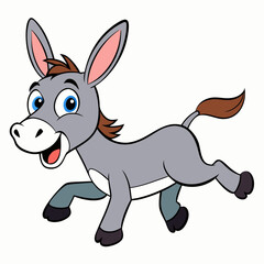 Running Donkey Cartoon Art vector illustration