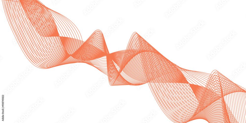 Poster abstract colorful orange lines on a white background. digital frequency track equalizer. digital fre