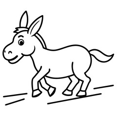 Running Donkey Cartoon Art vector illustration