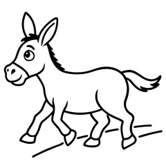 Running Donkey Cartoon Art vector illustration