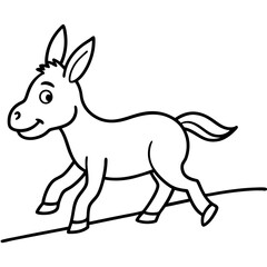 Running Donkey Cartoon Art vector illustration