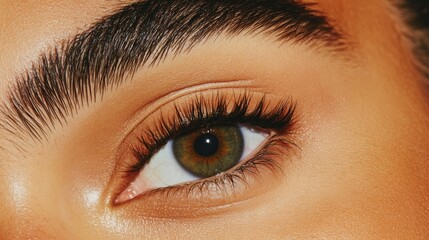 Obraz premium A portrait of a woman with naturally bushy eyebrows unaltered and expressive The image is shot in a bright even light with the focus on the eyes and eyebrows celebrating the unique and bold beauty of