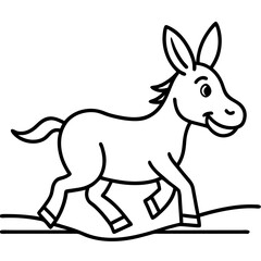 Running Donkey Cartoon Art vector illustration