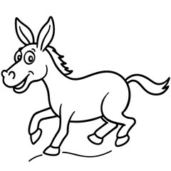 Running Donkey Cartoon Art vector illustration