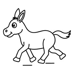Running Donkey Cartoon Art vector illustration