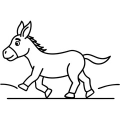 Running Donkey Cartoon Art vector illustration