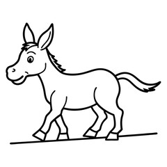 Running Donkey Cartoon Art vector illustration