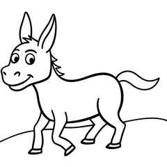 Running Donkey Cartoon Art vector illustration