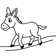 Running Donkey Cartoon Art vector illustration