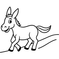 Running Donkey Cartoon Art vector illustration