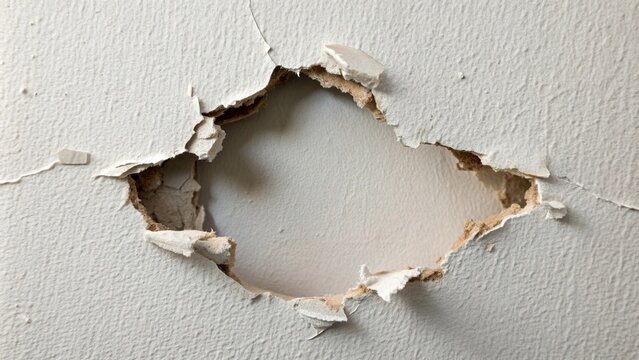 Damaged drywall with torn hole , home repair, renovation, construction, hole, damaged, interior, wall, broken