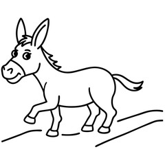 Running Donkey Cartoon Art vector illustration