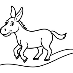 Running Donkey Cartoon Art vector illustration