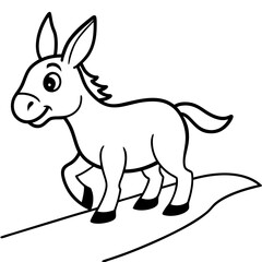 Running Donkey Cartoon Art vector illustration