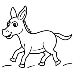 Running Donkey Cartoon Art vector illustration