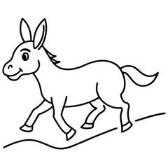 Running Donkey Cartoon Art vector illustration