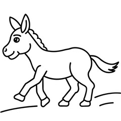 Running Donkey Cartoon Art vector illustration