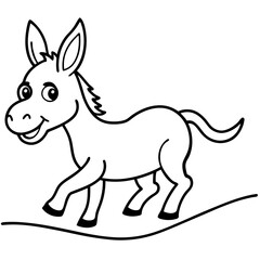 Running Donkey Cartoon Art vector illustration