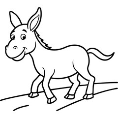 Running Donkey Cartoon Art vector illustration