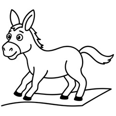 Running Donkey Cartoon Art vector illustration