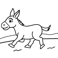 Running Donkey Cartoon Art vector illustration
