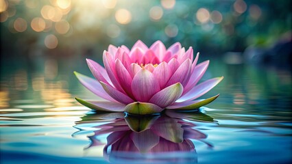 Beautiful pink lotus flower floating on calm water surface, lotus, flower, pink, water, calm, peaceful, beauty, nature, pond