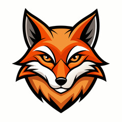 Modern Fox Head Logo Bold Black & White Silhouette with Orange Accents art vector illustration