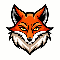 Modern Fox Head Logo Bold Black & White Silhouette with Orange Accents art vector illustration