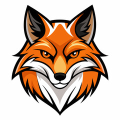 Modern Fox Head Logo Bold Black & White Silhouette with Orange Accents art vector illustration