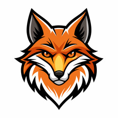 Modern Fox Head Logo Bold Black & White Silhouette with Orange Accents art vector illustration