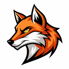 Modern Fox Head Logo Bold Black & White Silhouette with Orange Accents art vector illustration