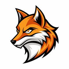Fototapeta premium Modern Fox Head Logo Bold Black & White Silhouette with Orange Accents art vector illustration