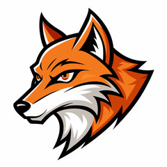Modern Fox Head Logo Bold Black & White Silhouette with Orange Accents art vector illustration