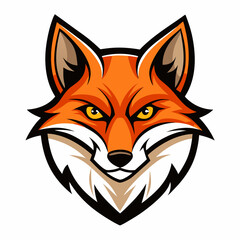 Modern Fox Head Logo Bold Black & White Silhouette with Orange Accents art vector illustration