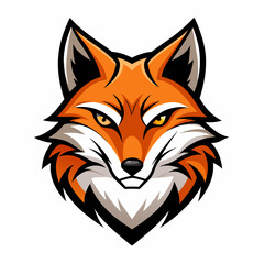 Modern Fox Head Logo Bold Black & White Silhouette with Orange Accents art vector illustration