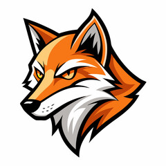 Modern Fox Head Logo Bold Black & White Silhouette with Orange Accents art vector illustration