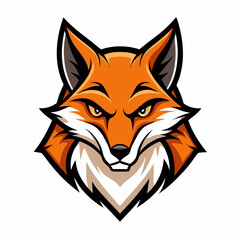 Modern Fox Head Logo Bold Black & White Silhouette with Orange Accents art vector illustration