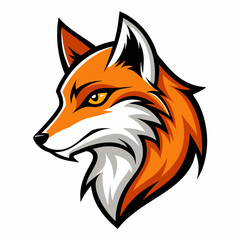 Fototapeta premium Modern Fox Head Logo Bold Black & White Silhouette with Orange Accents art vector illustration