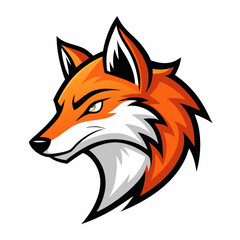 Modern Fox Head Logo Bold Black & White Silhouette with Orange Accents art vector illustration