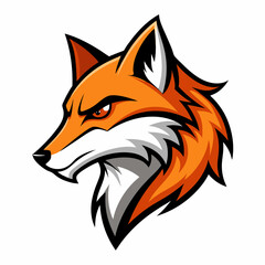 Obraz premium Modern Fox Head Logo Bold Black & White Silhouette with Orange Accents art vector illustration