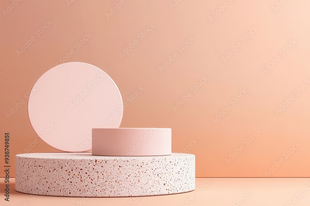Poster futuristic 3d podium display with organic shapes and matte textures on monochrome background - ideal