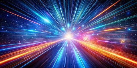 Obraz premium Hyperspace travel through vibrant star fields with a light speed trail , Hyperspace, travel, star fields, light speed, fast