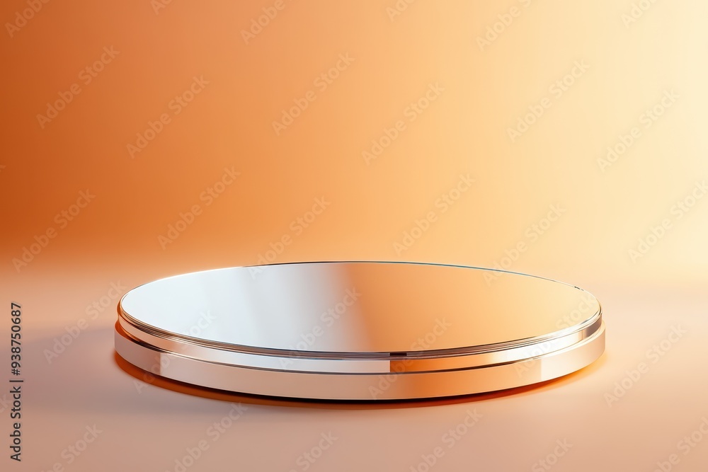 Poster radiant 3d podium with mirrored surfaces illuminated for cosmetic display