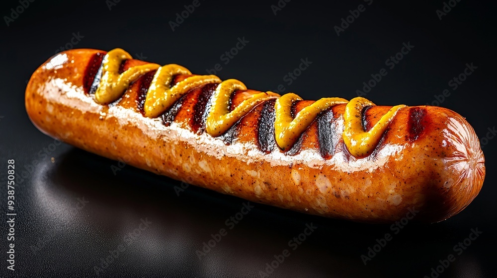 Wall mural A 3D German sausage (Bratwurst) with soft lighting on the right, representing the culinary traditions of Germany.