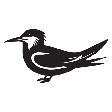 recommend clip art: Royal Tern Silhouette, Thalasseus maximus Clipart, Royal Tern sitting on sand Illustration in black and white