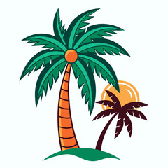 Tropical Palm Tree Tee Print Design on White art vector illustration